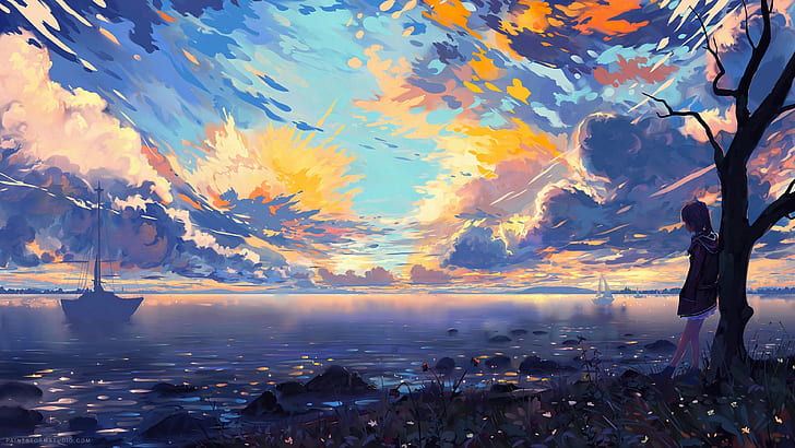 animated anime landscape wallpaper Wallpaper : landscape, anime 1800×900