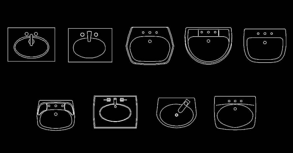 autocad bathroom sink block Cad drawing block bathroom blocks sinks typical