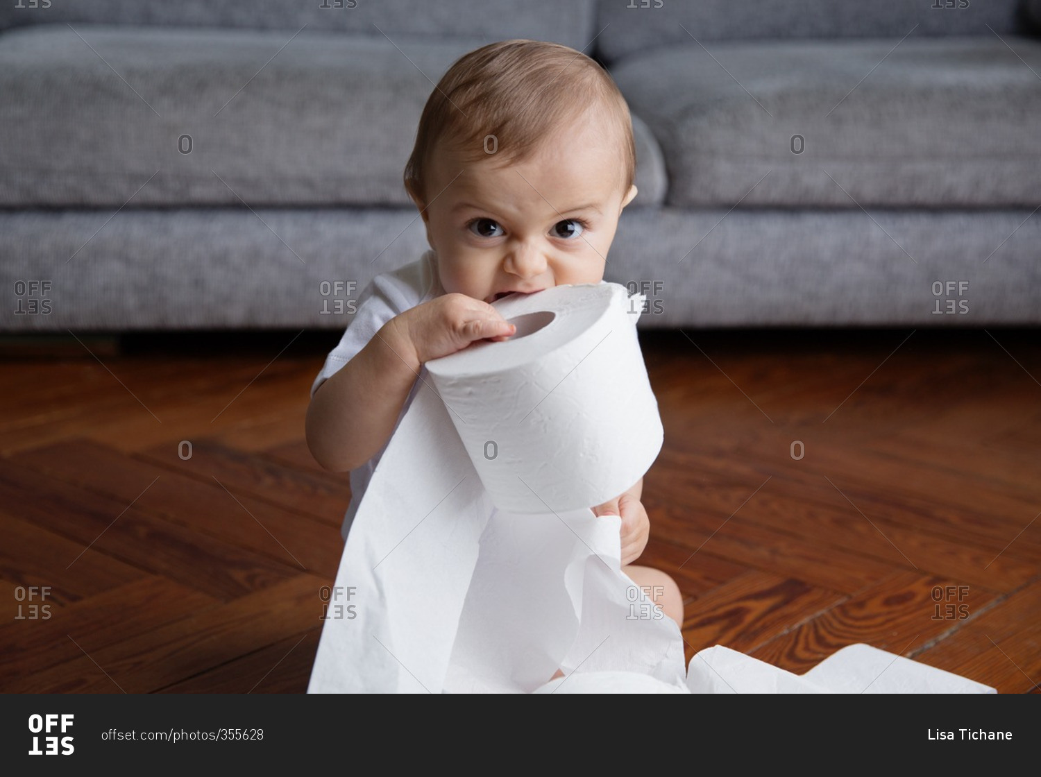 baby ate toilet roll Infant or toddler baby tearing toilet paper and eat it. there are a lot