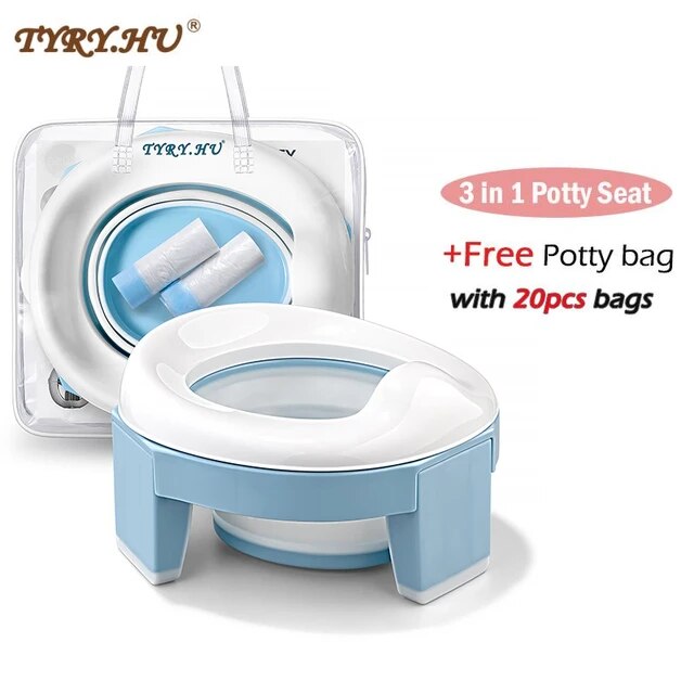 baby toilet seat for travel 3-in-1 baby portable & foldable silicone travel toilet seat