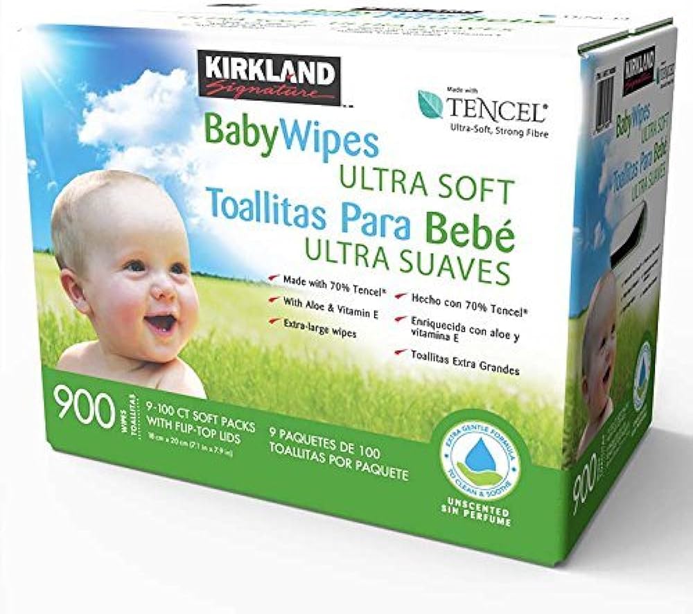baby wipes or toilet paper Kirkland signature ultra-soft tencel baby wipes 9 packs of 100