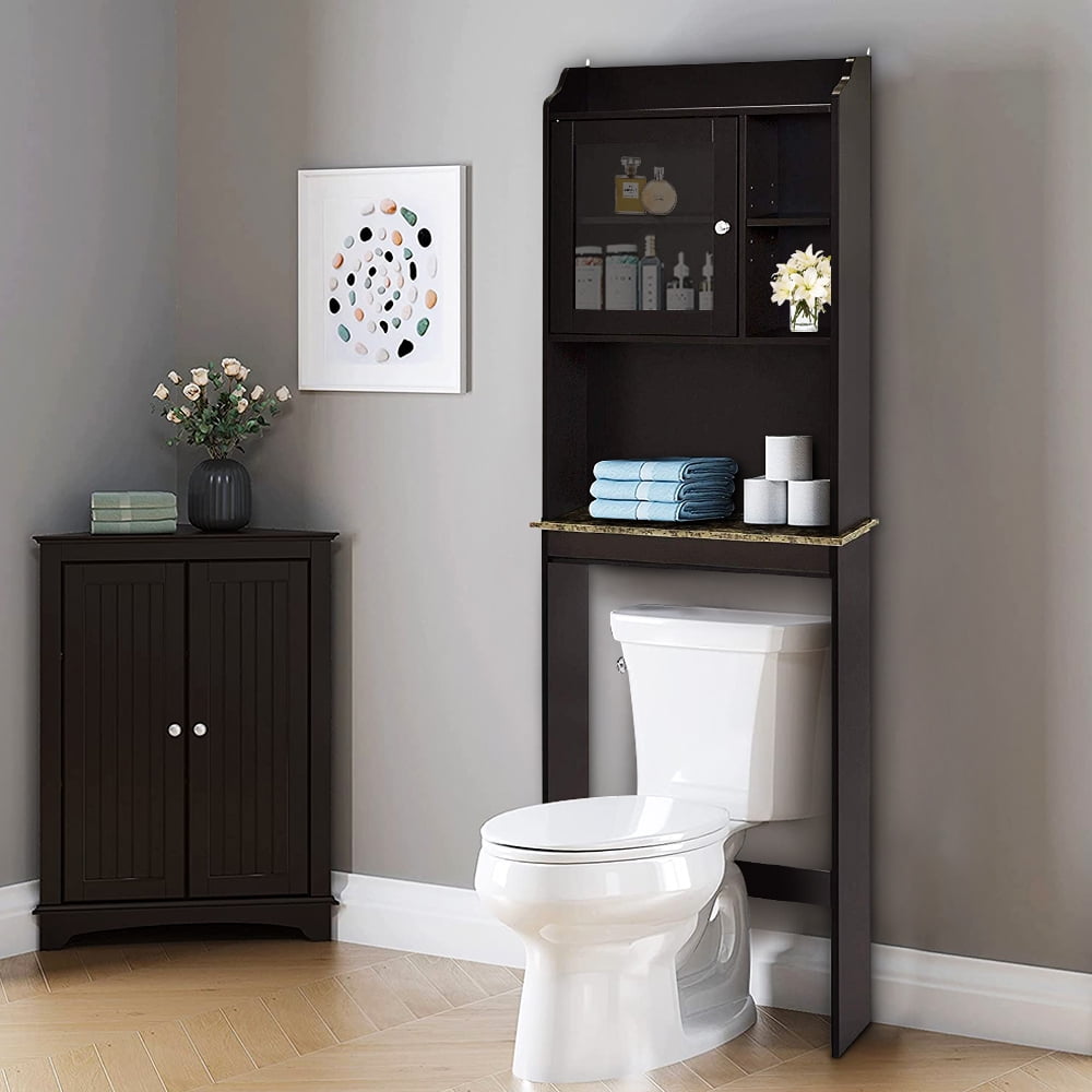 bath furniture over toilet Bathroom toilet cabinet storage furniture tall organizer over shelf hutch freestanding saving adjustable space
