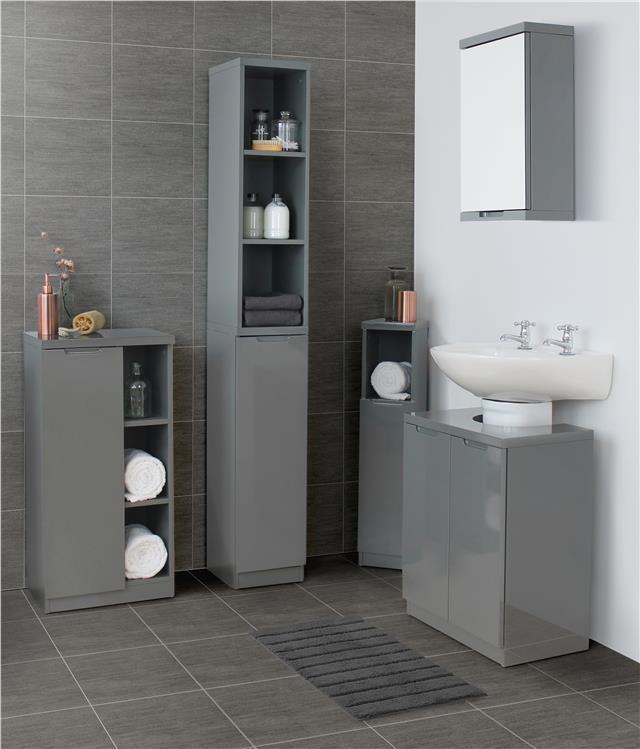 bathroom furniture grey gloss Grey high gloss bathroom 4 drawer cabinet