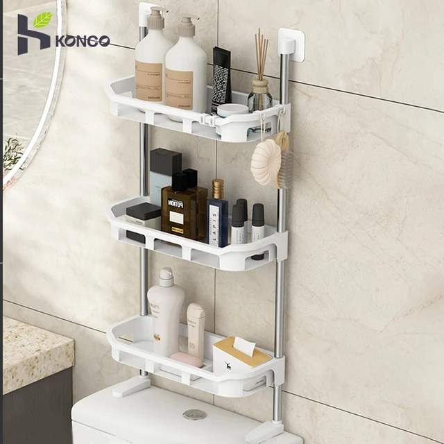 bathroom furniture toilet rack Bathroom holder plastic toilet shelf storage racks wall napkin organizer mounted suction hanging 1pc shampoo type shelves seamless sucker reusable