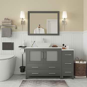 bathroom sink cabinet with mirror Vanity art 48" single sink bathroom vanity combo set 7-drawers, 1-shelf