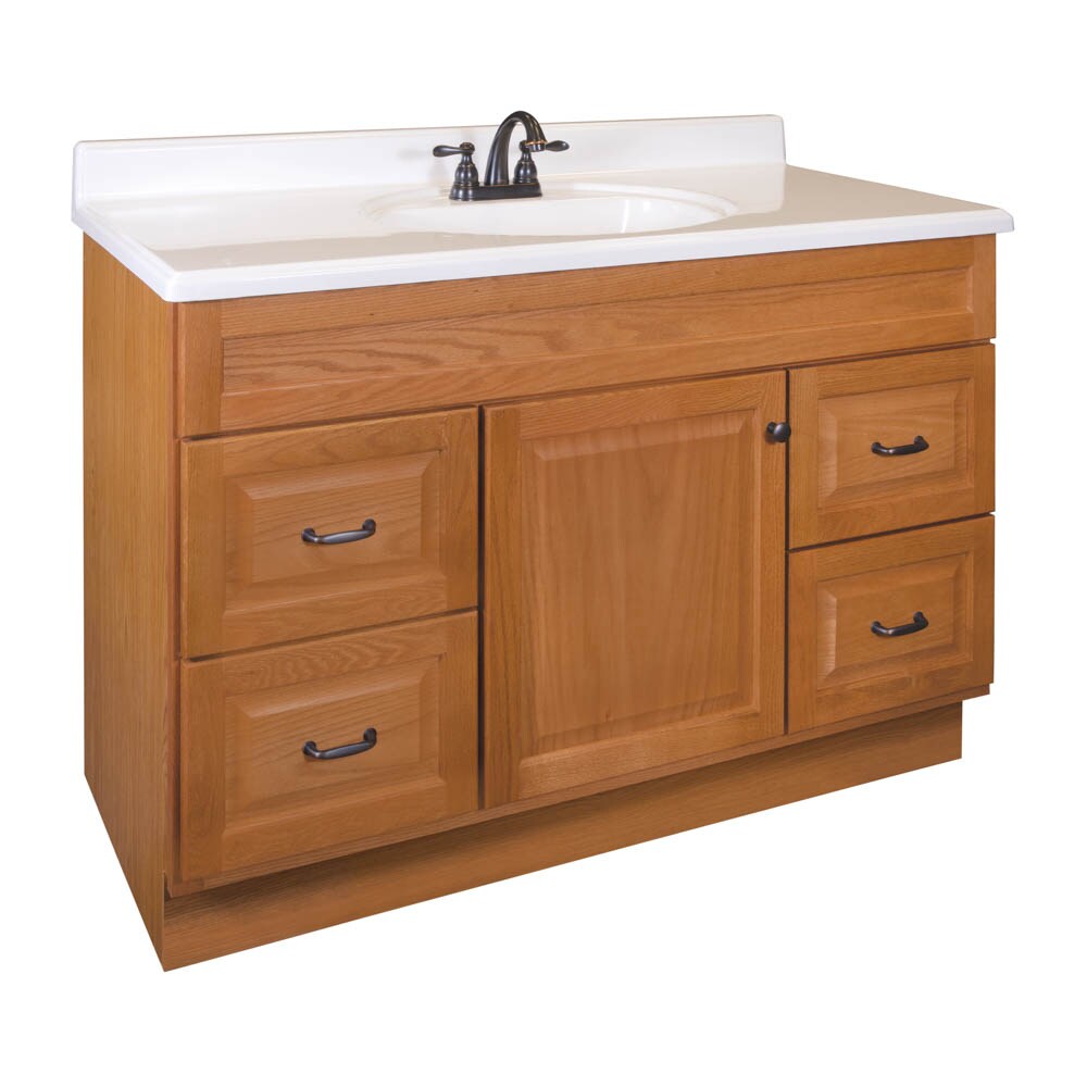 bathroom sink with cabinet lowes Shop project source oak integral single sink bathroom vanity with