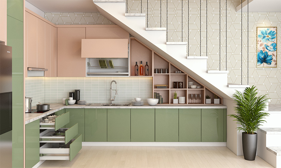 bedroom under the stairs Stairs under space kitchen designs cabinets modern maximize storage homes living kitchens stair rooms staircase productive saving idea laundry fridge
