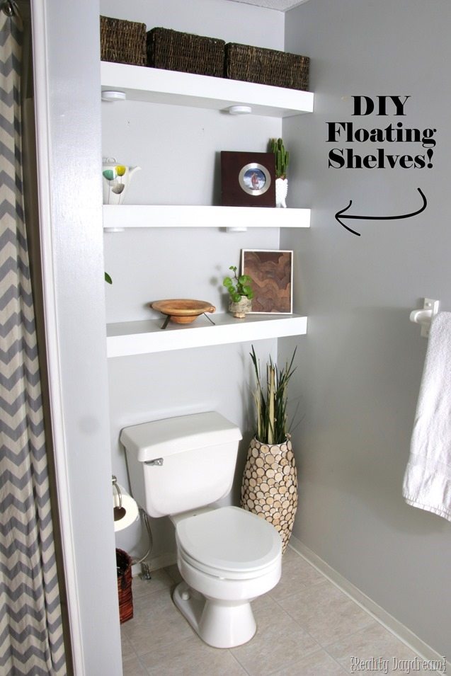 built in bathroom shelves over toilet Simple diy: floating shelves in the bathroom