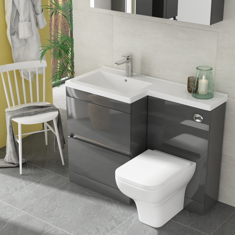 combined toilet and sink vanity unit Pemberton l shape 2 drawer basin and toilet combination vanity unit