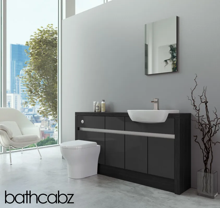 fitted bathroom furniture b&q Marletti grey gloss fitted bathroom furniture