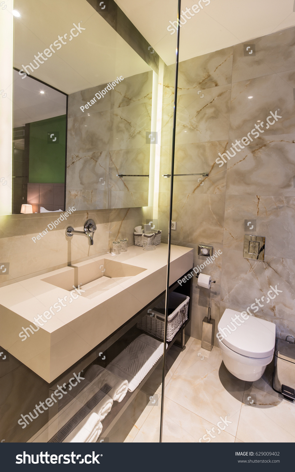 modern hotel toilet design Interiors in modern design toilet in luxury hotel stock photo