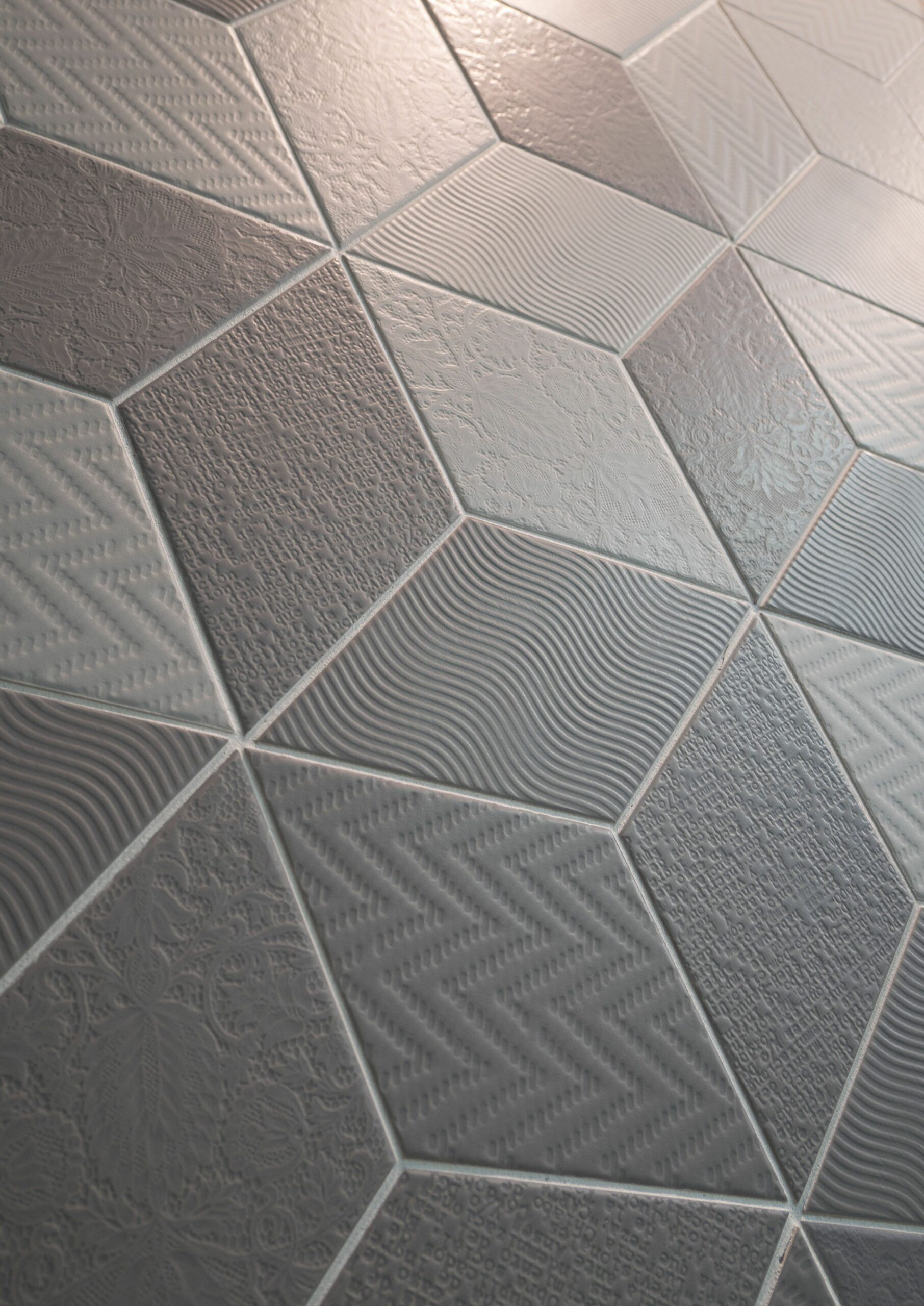 modern toilet floor tiles Rhombus textured backsplash nais bathrooms
