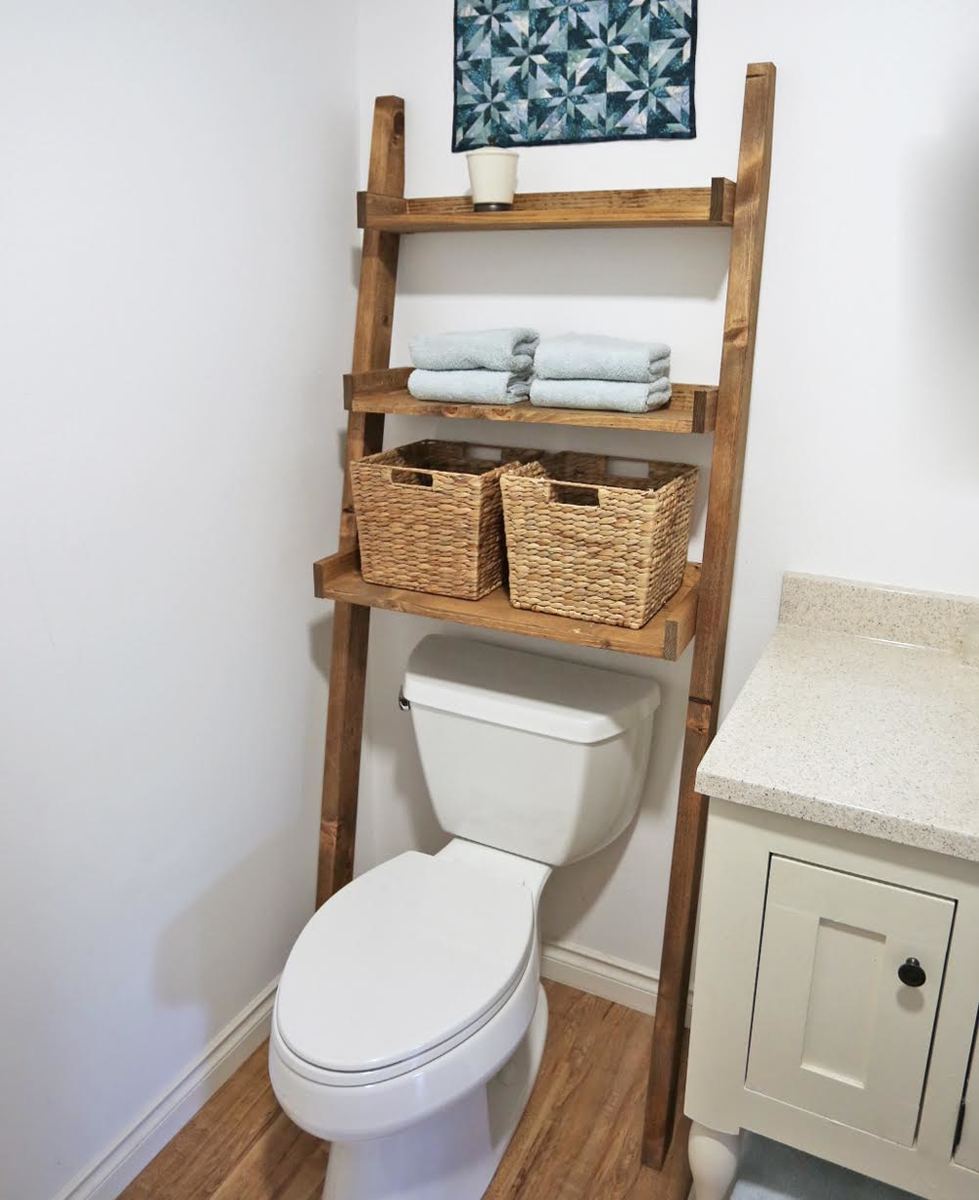 over the toilet shelf ladder Over the toilet ladder shelf in 2020 (with images)