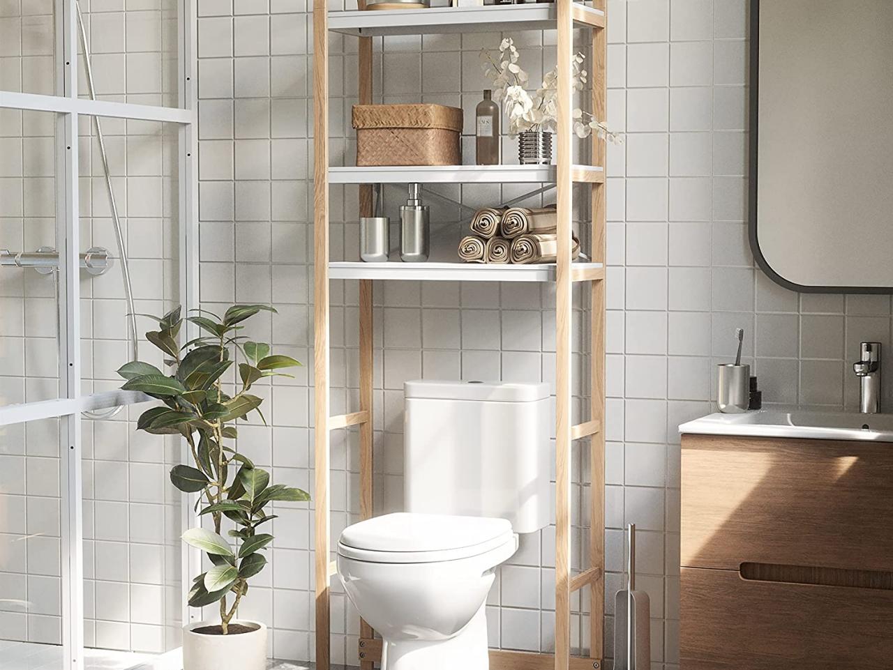 over the toilet shelves ideas Toilet over shelves bathroom storage supplies additional bath decorideasbathroom stored