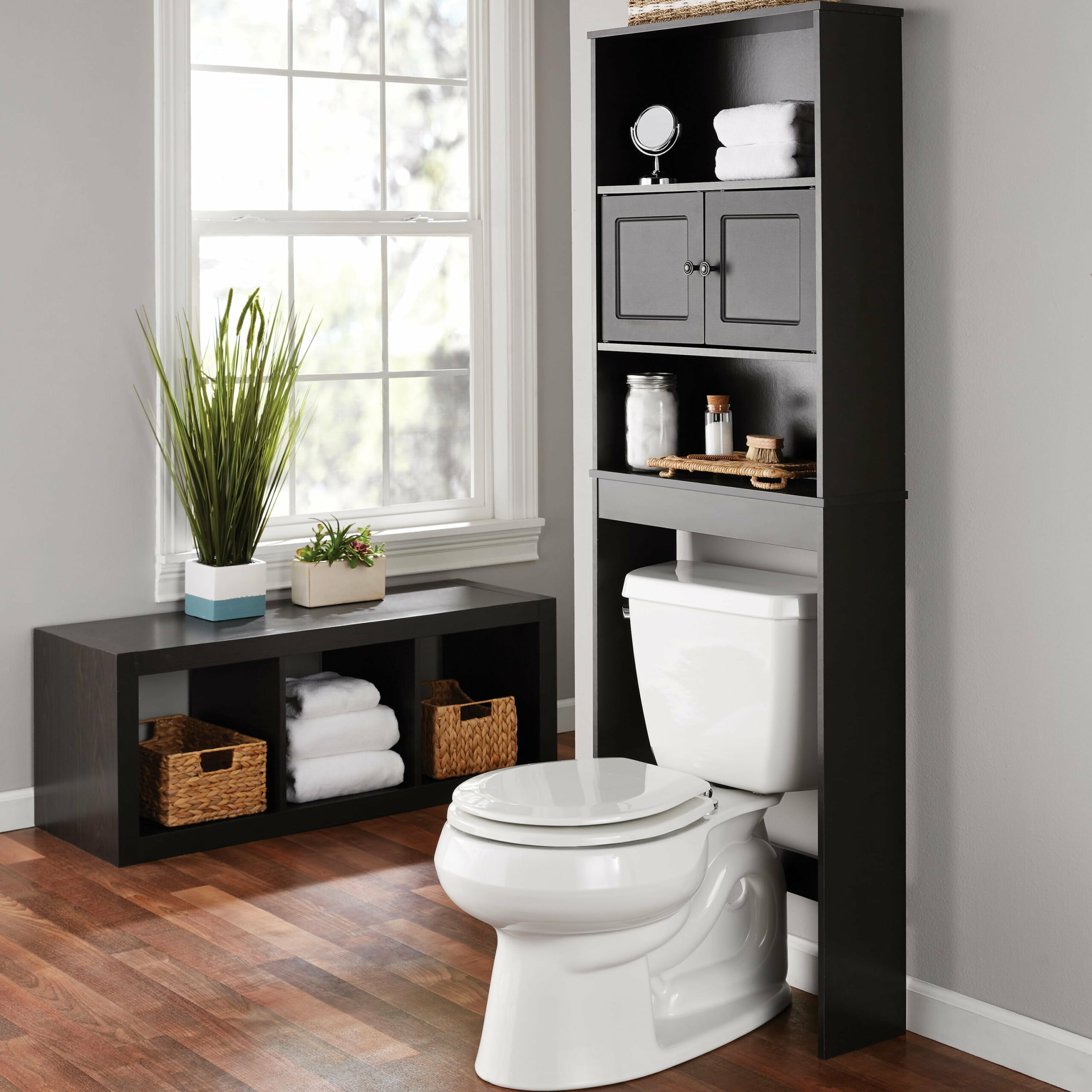 over the toilet shelves nz Mainstays bathroom storage over the toilet space saver with three fixed