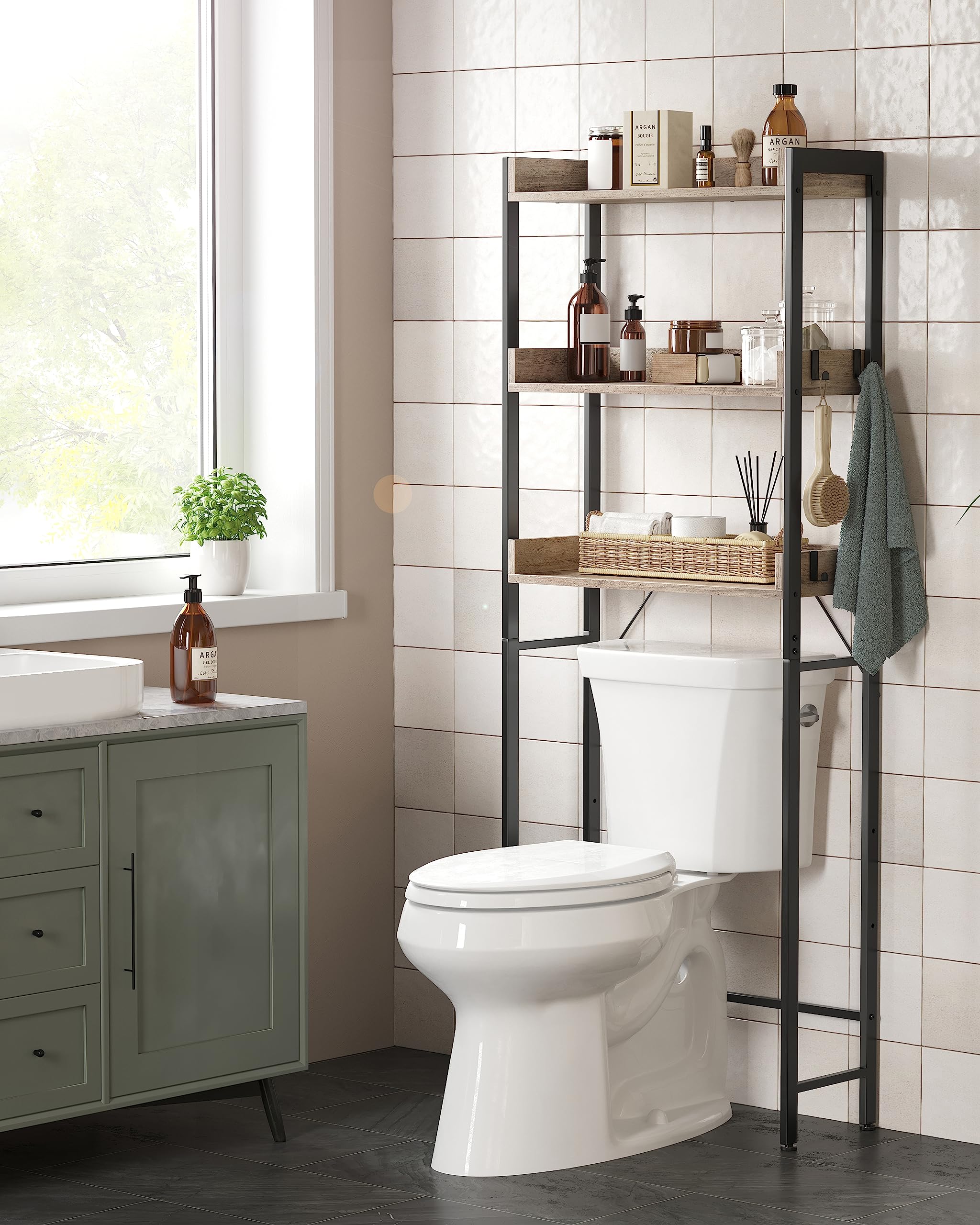 over the toilet storage furniture Cabinets door vasagle mdf durability adds saving storables storagevat basketready