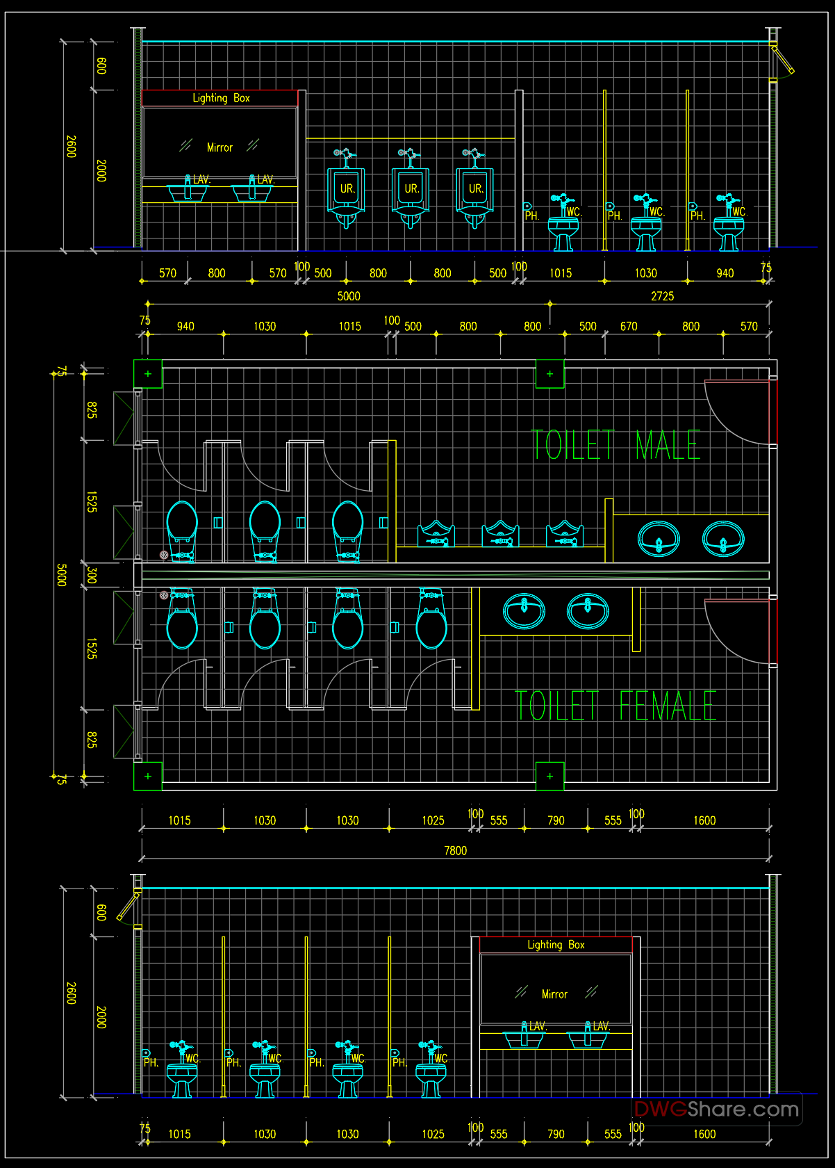 public toilet plan dwg Dwg toilet public autocad section cad designs