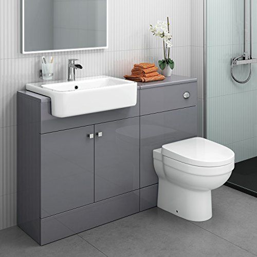 toilet and sink vanity unit gloss grey 1160mm harper gloss grey combined vanity unit