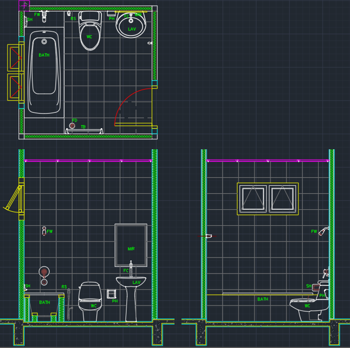 toilet cad block section Drawing autocad bathroom layout toilet elevation cad block linecad typical dwg blocks drawings shower tiles wall architecture symbols paintingvalley november