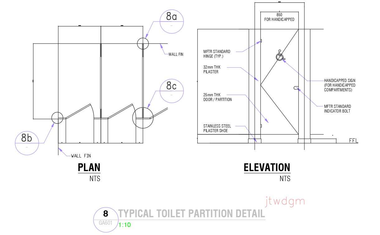 toilet cubicle cad block free Toilet partition dwg drawing autocad detail metallic given 2d file cadbull description