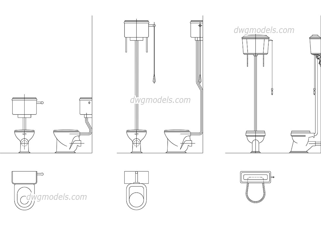 toilet front view dwg Toilet tank autocad dwg cad blocks drawings