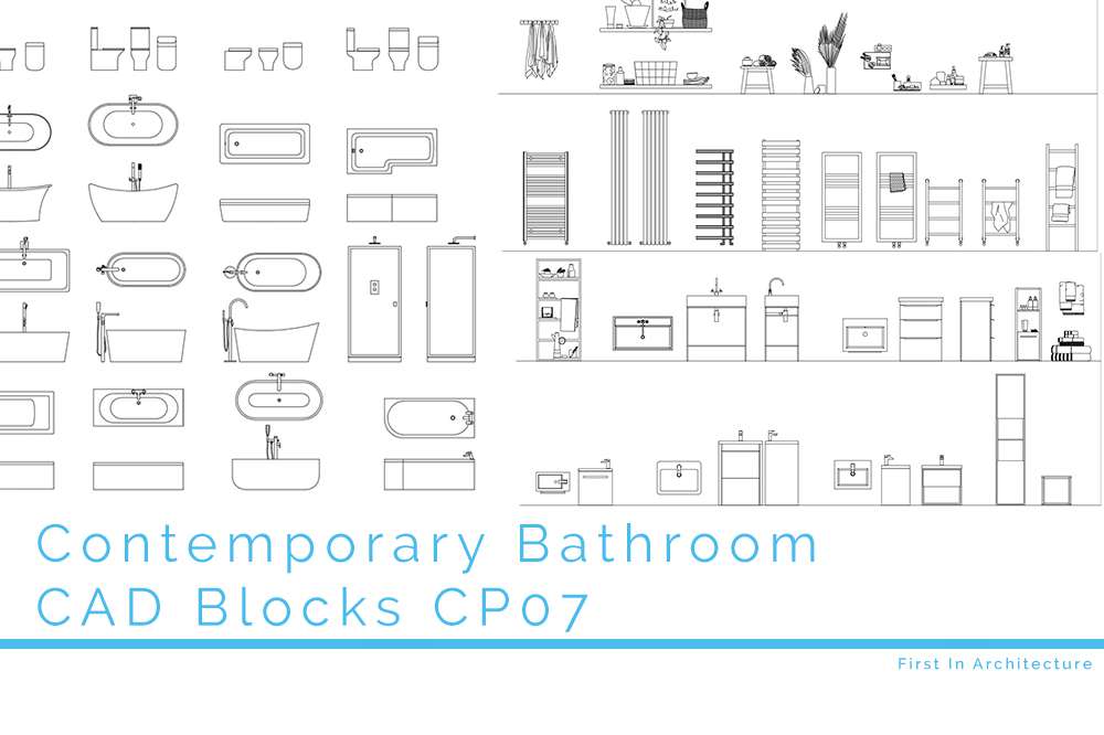 toilet furniture cad blocks Contemporary bathroom cad blocks cp07