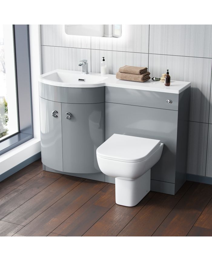 toilet sink and vanity units 1100 mm p shaped lh light grey vanity basin cabinet and wc btw toilet