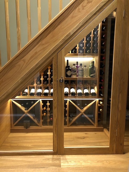 under stairs wine storage ideas Wine under stairs storage cellar cooler built bar small staircase led lighting custom space
