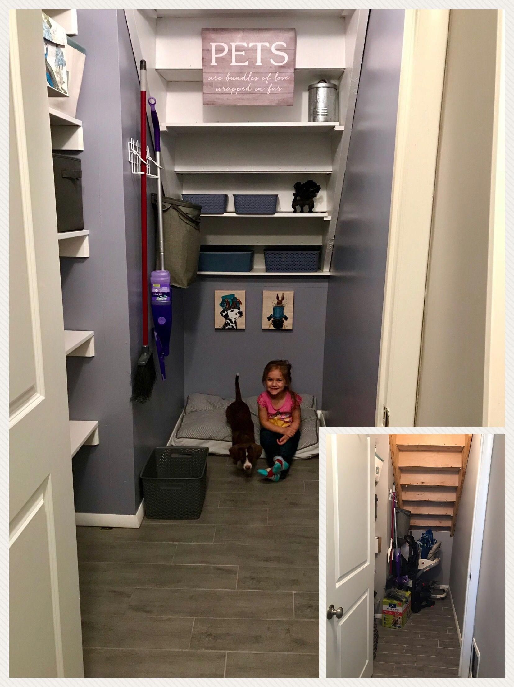 under the stairs dog room Dog room basement #dogroombasement