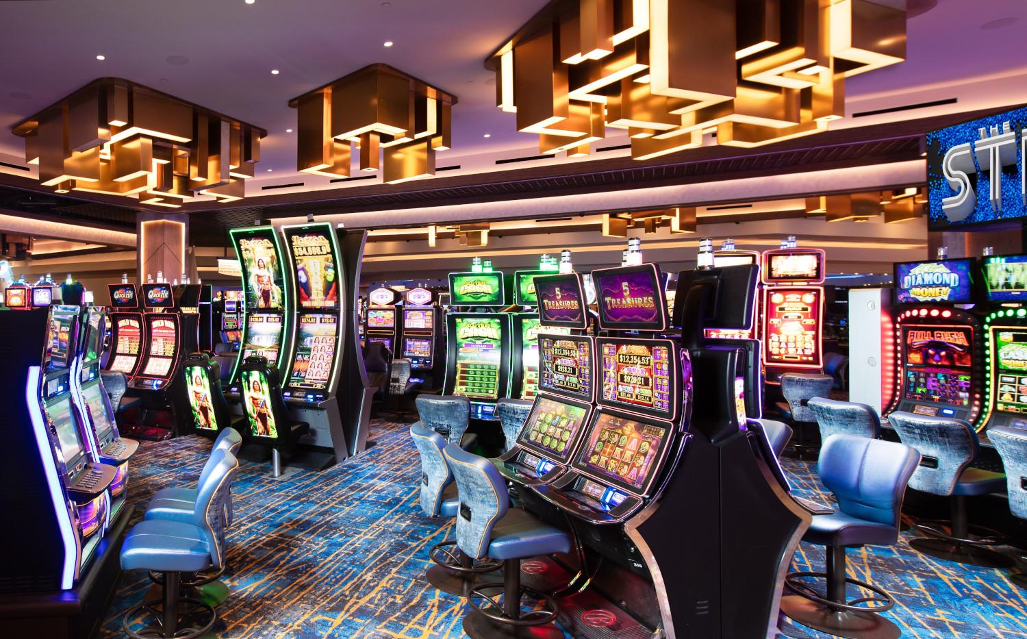 a slot machine at a hotel is configured Slots the strat hotel, casino & tower