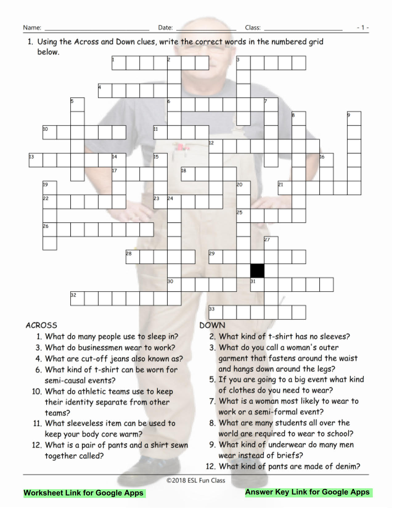 attire crossword puzzle clue Clothing items interactive crossword puzzle for google apps