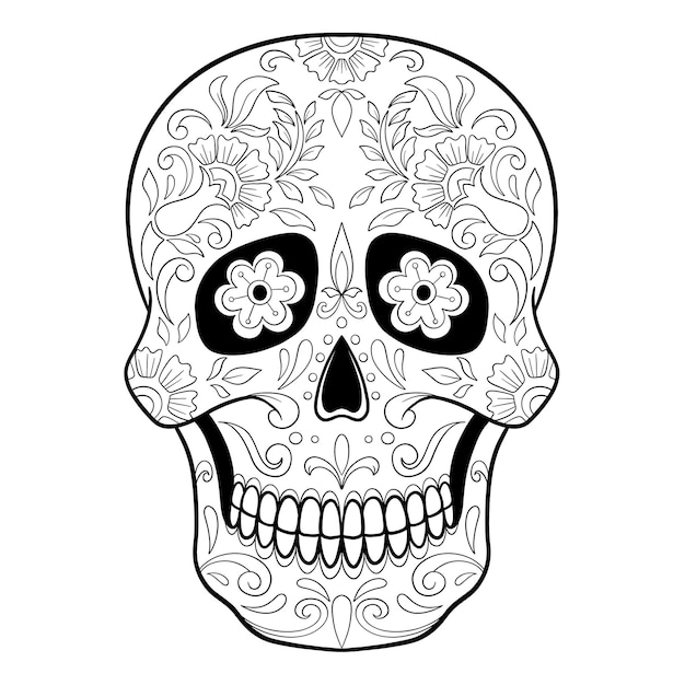 black and white drawn sugar skull animal png Vippng automatically should start if skull sugar