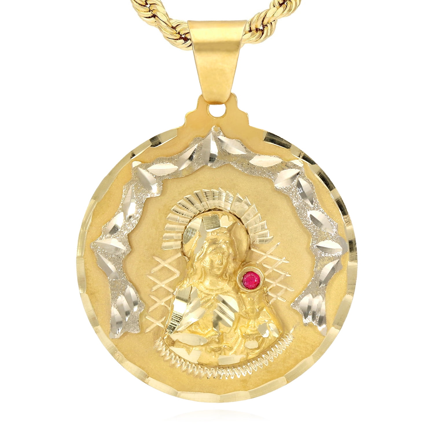 gold medallion saint animals necklace png 18k solid gold st. barbara medal with ruby sold on ruby lane