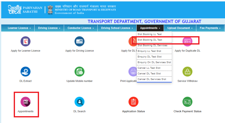 llr slot booking parivahan Slot booking for driving licence || sarathi.parivahan.gov.in