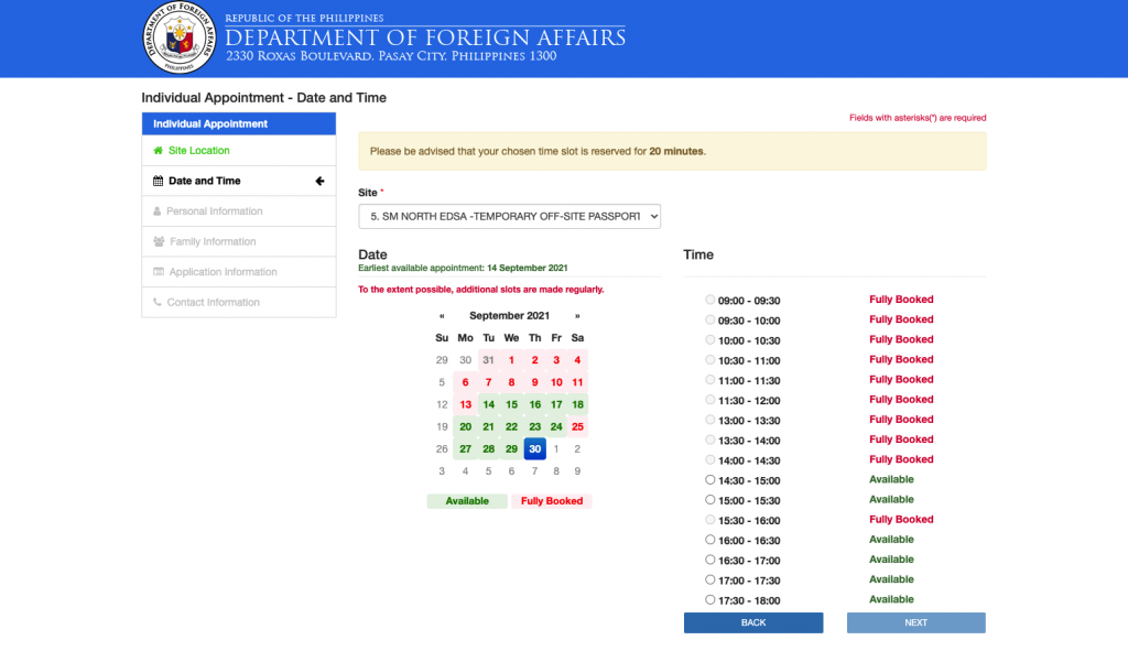 passport slot booking cost Vacant slot for passport appointment