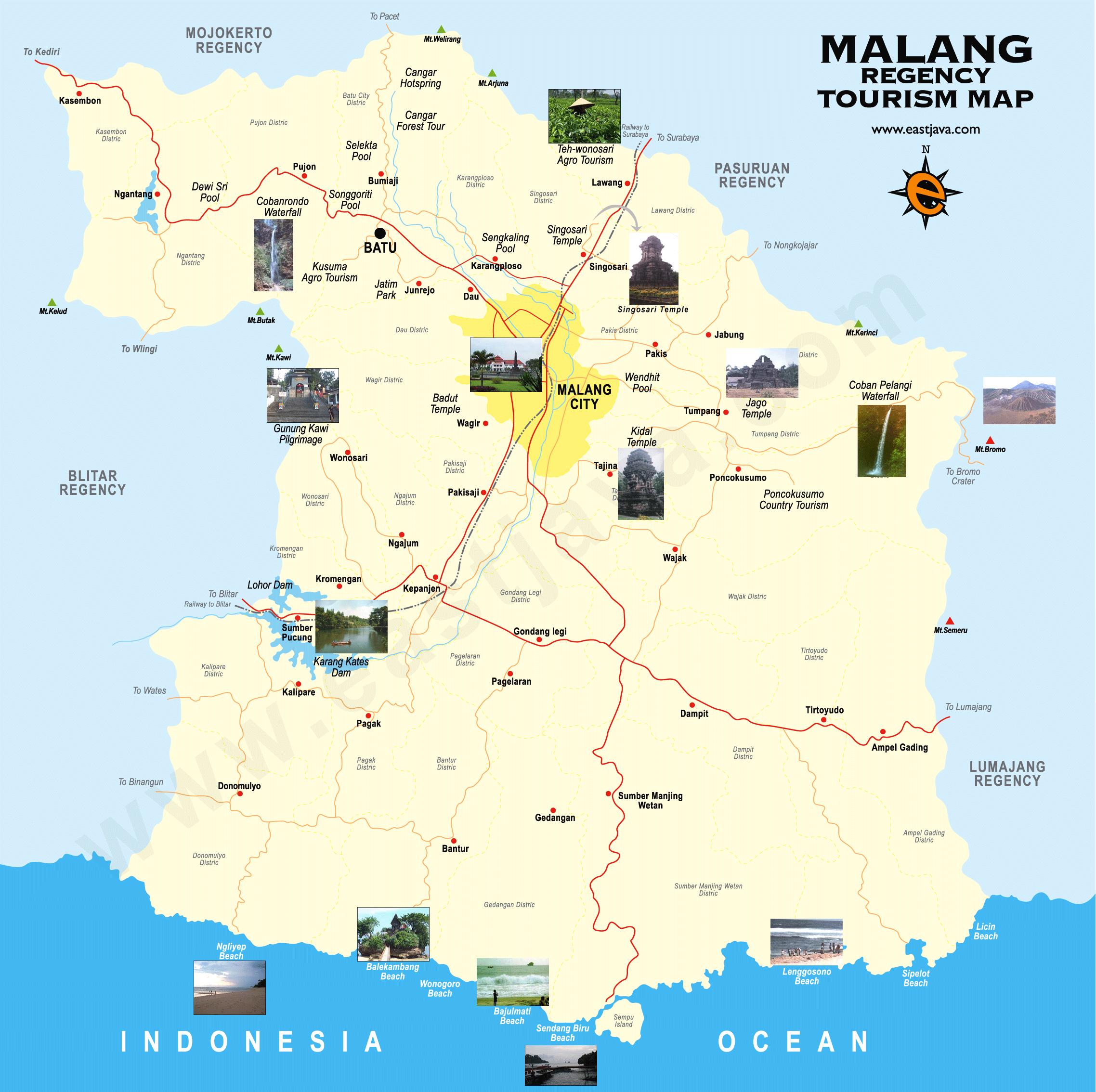 peta wisata malang 92 tempat tujuan wisata di kota batu malang, surabaya dan sekitarnya