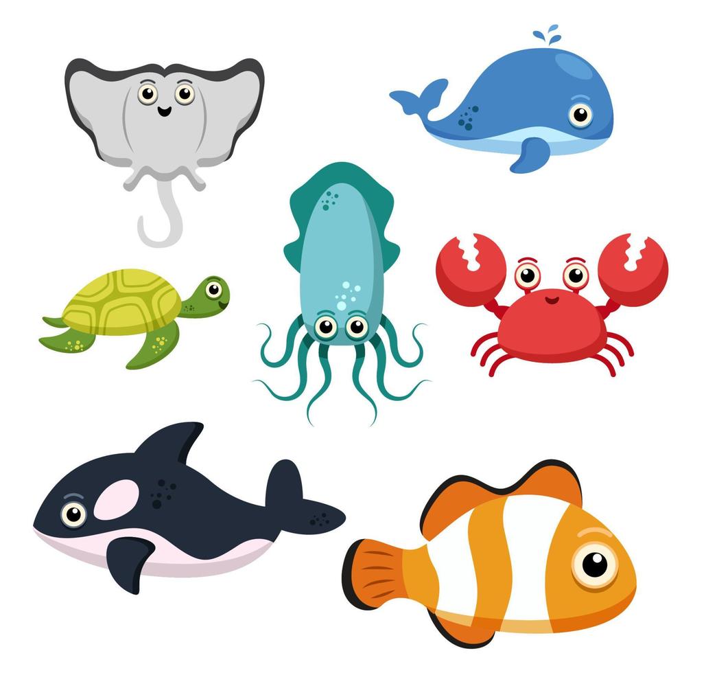 sea animals cartoon images Cartoon sea animals vector