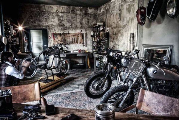 wallpaper motorcycle interior design Garaje garage motomood ensueño decoración cave thethingswelike